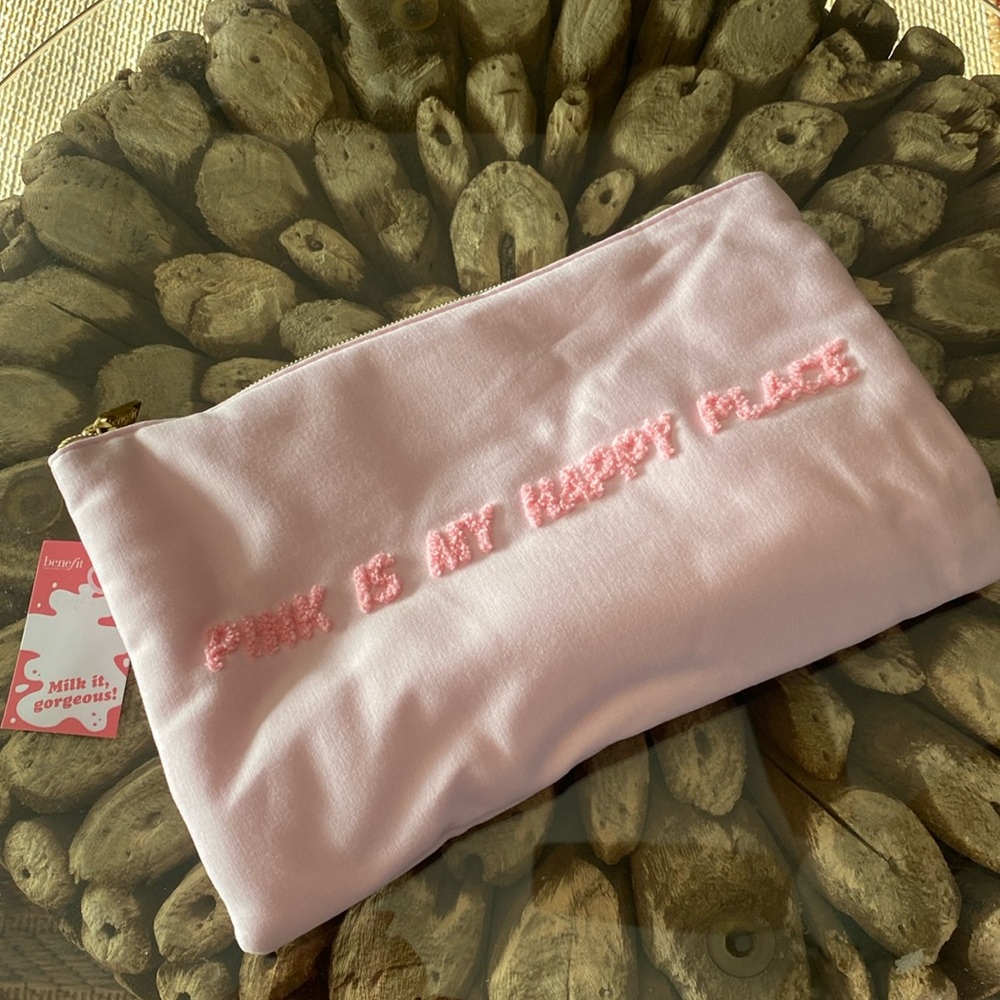 Pink Benefit makeup bag